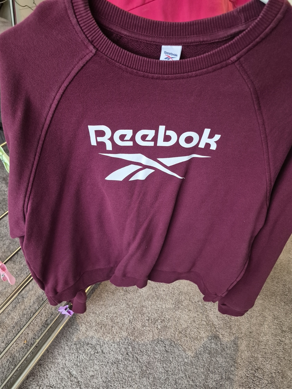Reebok Burgundy Crewneck Sweatshirt with White Logo